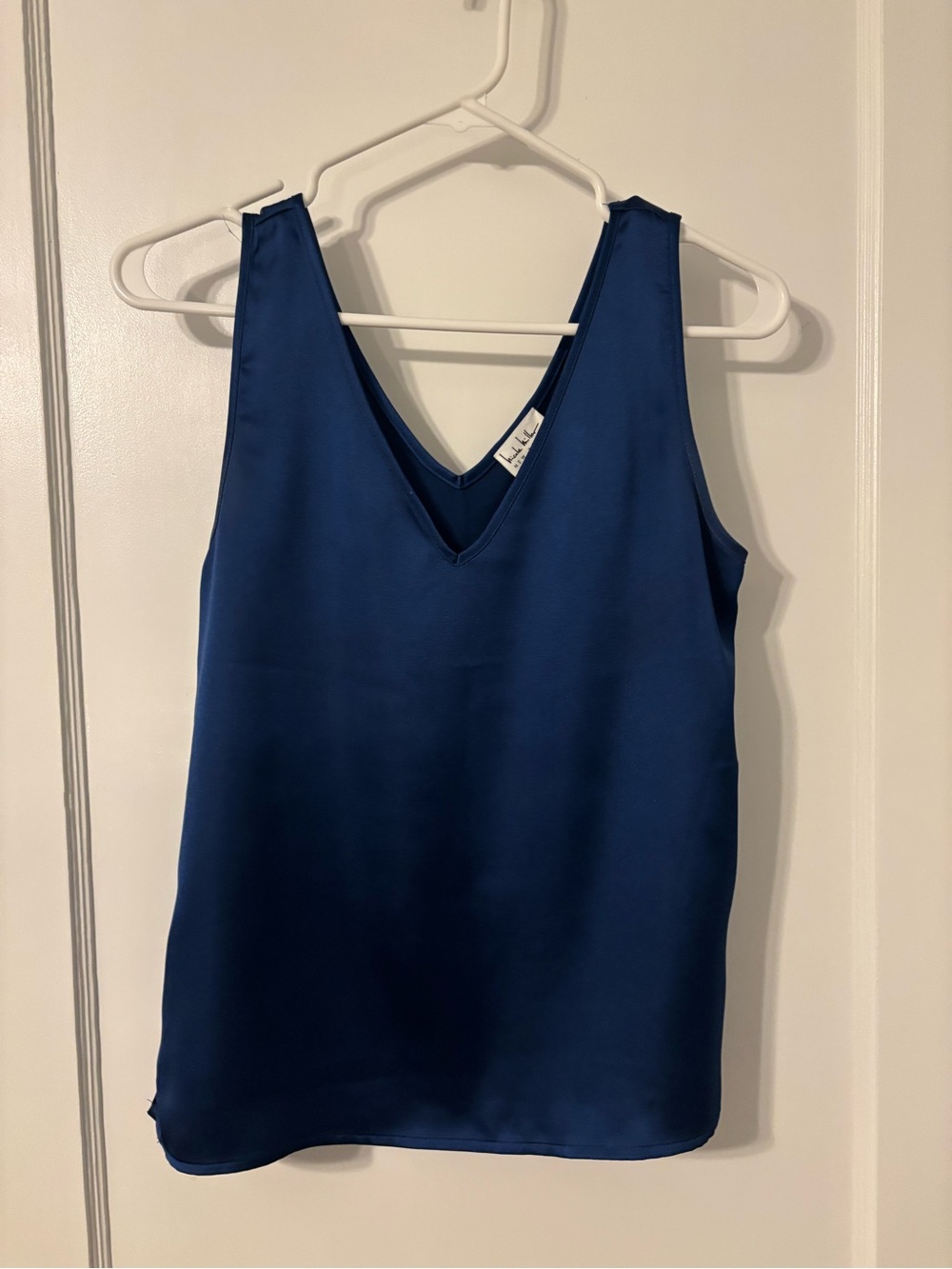 Nicole Miller Royal Blue V-Neck Satin Tank Top